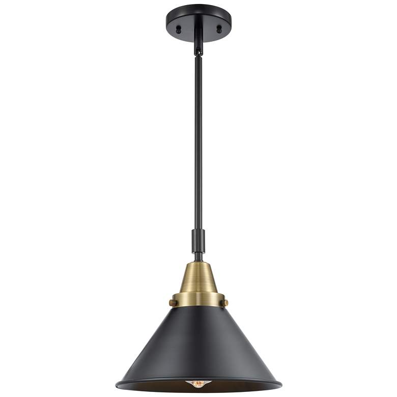 Image 1 Caden Briarcliff 10"W Black Brass Stem Hung Mini Pendant w/ Black Shad
