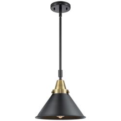 Caden Briarcliff 10"W Black Brass Stem Hung Mini Pendant w/ Black Shad