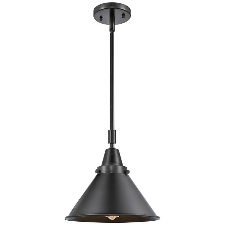 Image 1 Caden Briarcliff 10"W Matte Black Stem Hung Mini Pendant w/ Black Shad