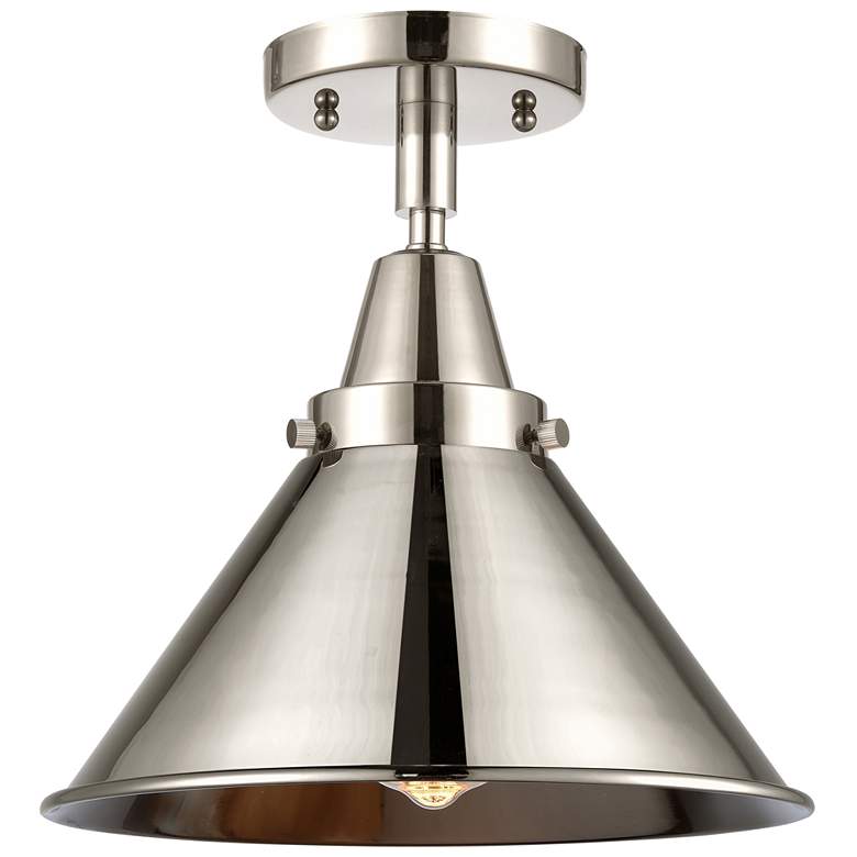 Image 1 Caden Briarcliff 10"W Polished Nickel Flush Mount w/ Polished Nickel S