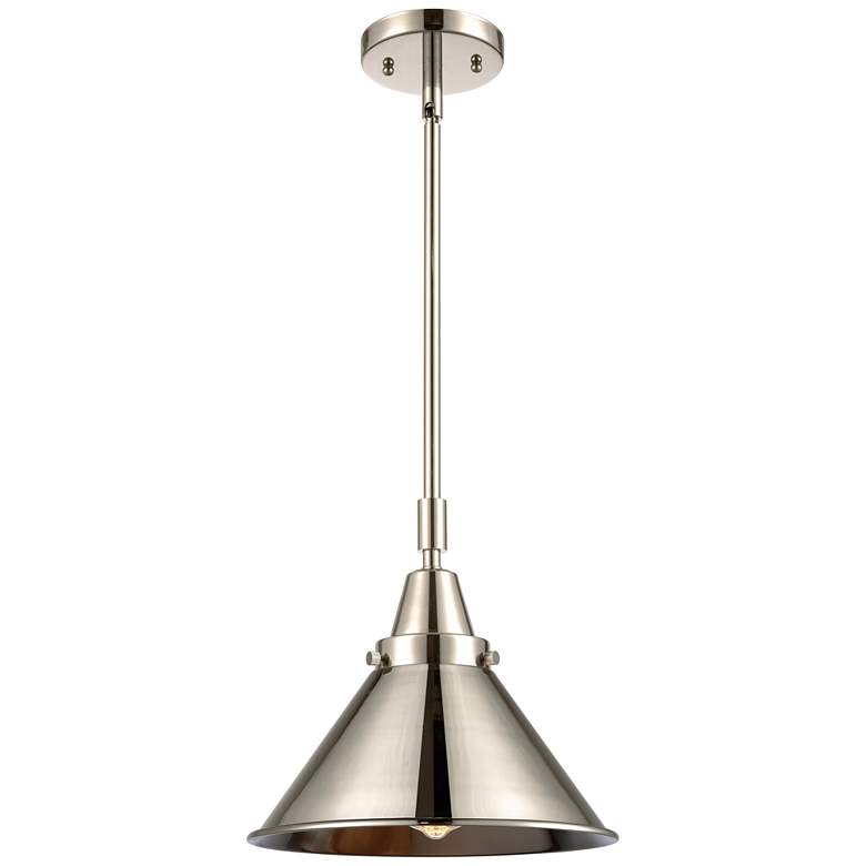 Image 1 Caden Briarcliff 10"W Polished Nickel Stem Mini Pendant w/ Nickel Shad