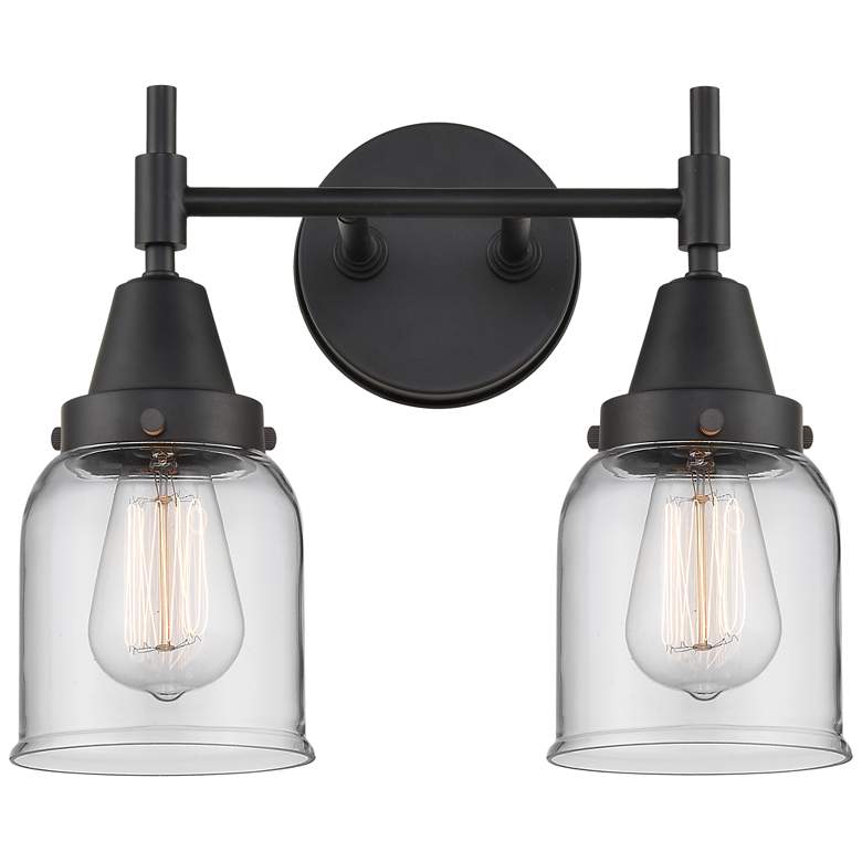 Image 1 Caden Caden 2 Light 14" LED Bath Light - Matte Black - Clear Shade
