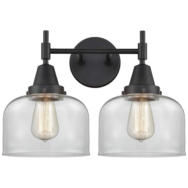 Image 1 Caden Caden 2 Light 17" LED Bath Light - Matte Black - Clear Shade