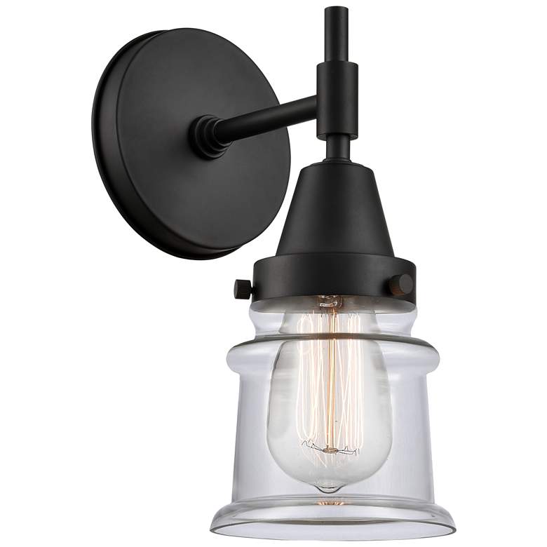 Image 1 Caden Canton 10.75" High Matte Black Sconce w/ Clear Shade