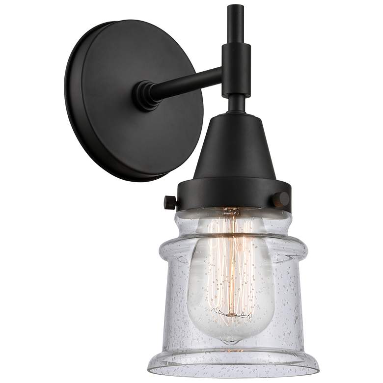 Image 1 Caden Canton 10.75" High Matte Black Sconce w/ Seedy Shade