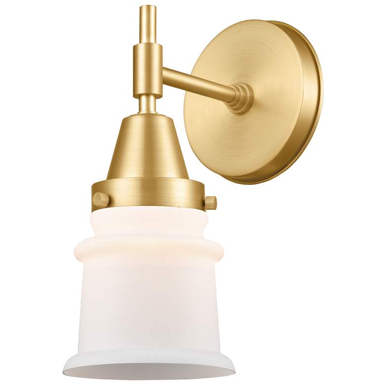 Image 1 Caden Canton 10.75" High Satin Gold Sconce w/ Matte White Shade