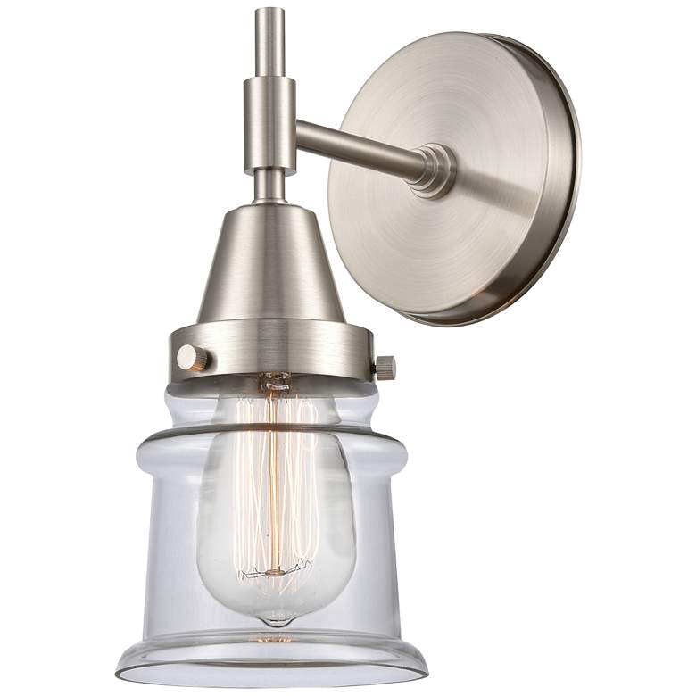 Image 1 Caden Canton 10.75" High Satin Nickel Sconce w/ Clear Shade