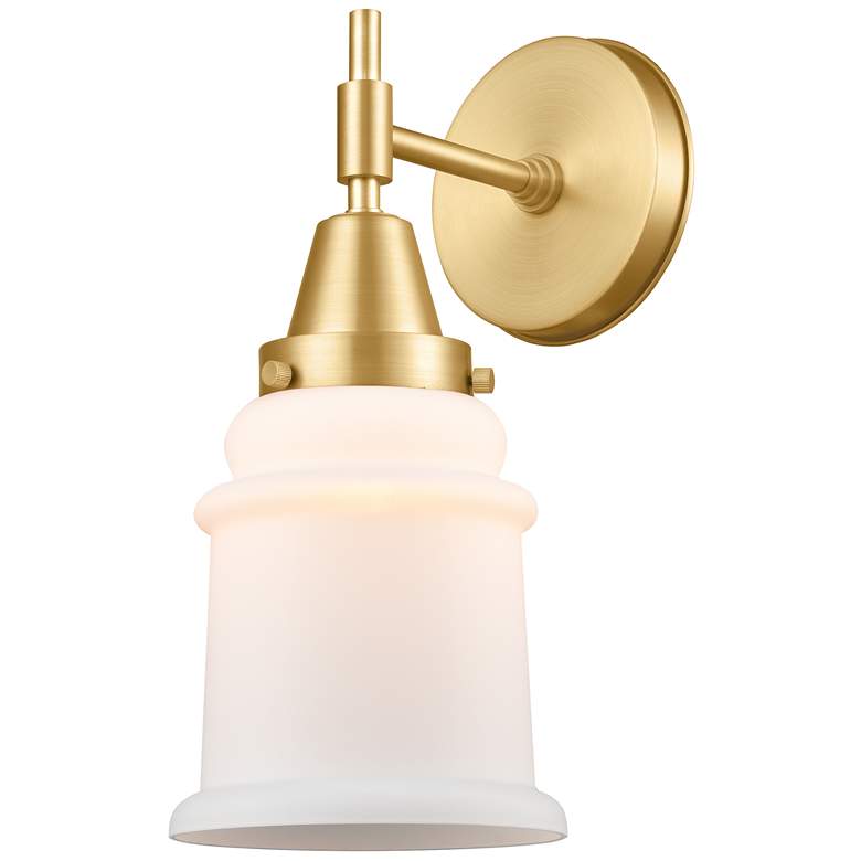 Image 1 Caden Canton 12.5 inch High Satin Gold Sconce w/ Matte White Shade
