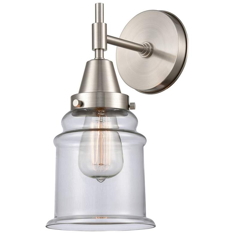 Image 1 Caden Canton 12.5" High Satin Nickel Sconce w/ Clear Shade