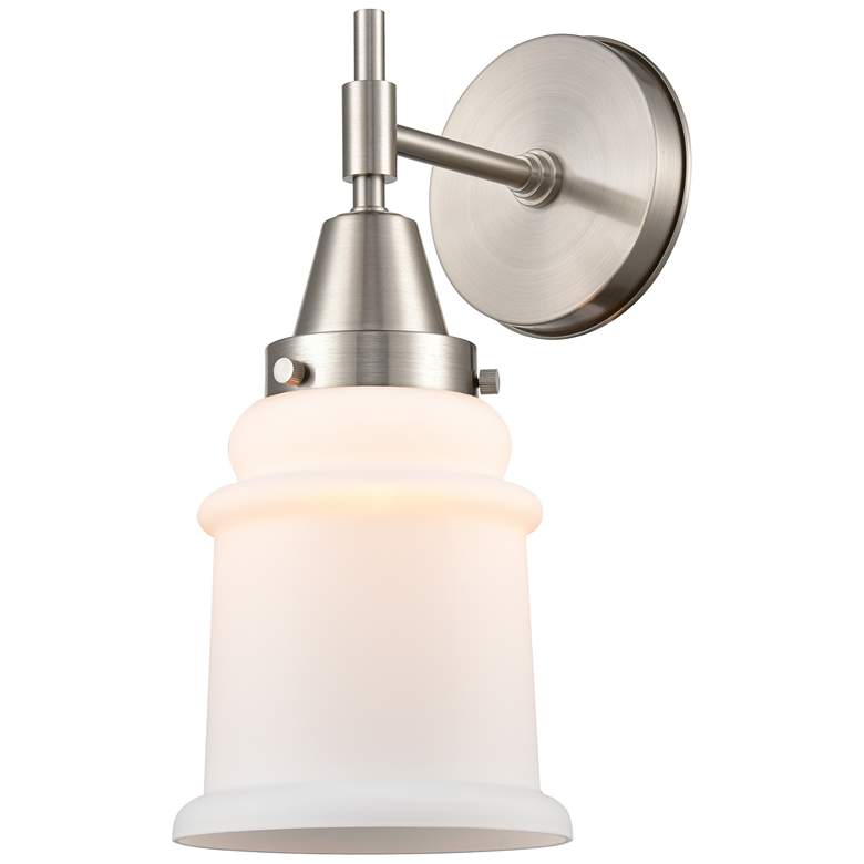 Image 1 Caden Canton 12.5" High Satin Nickel Sconce w/ Matte White Shade