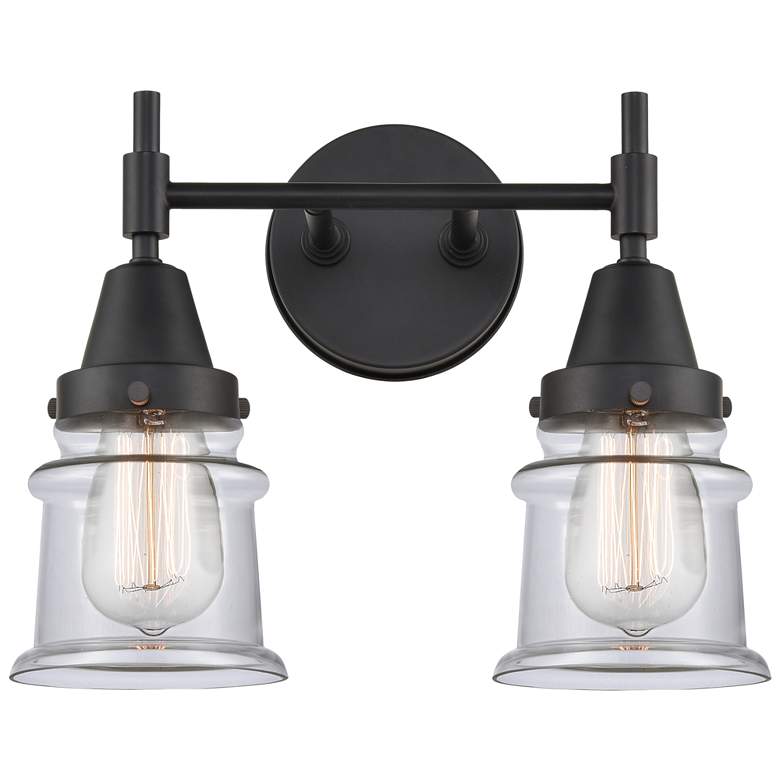 Image 1 Caden Canton 14.25"W 2 Light Matte Black Bath Vanity Light w/ Clear Sh