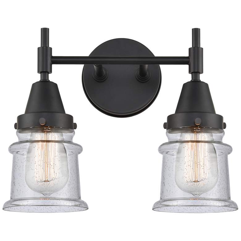 Image 1 Caden Canton 14.25"W 2 Light Matte Black Bath Vanity Light w/ Seedy Sh