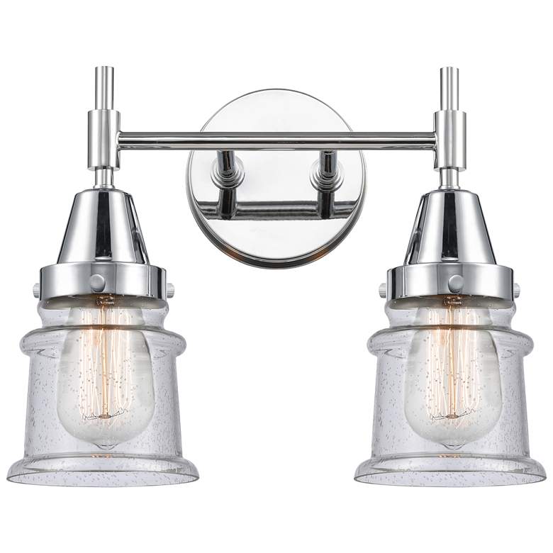 Image 1 Caden Canton 14.25"W 2 Light Polished Chrome Bath Light w/ Seedy Shade