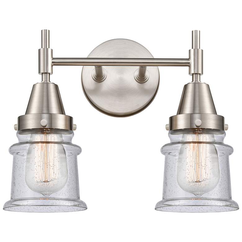 Image 1 Caden Canton 14.25"W 2 Light Satin Nickel Bath Vanity Light w/ Seedy S