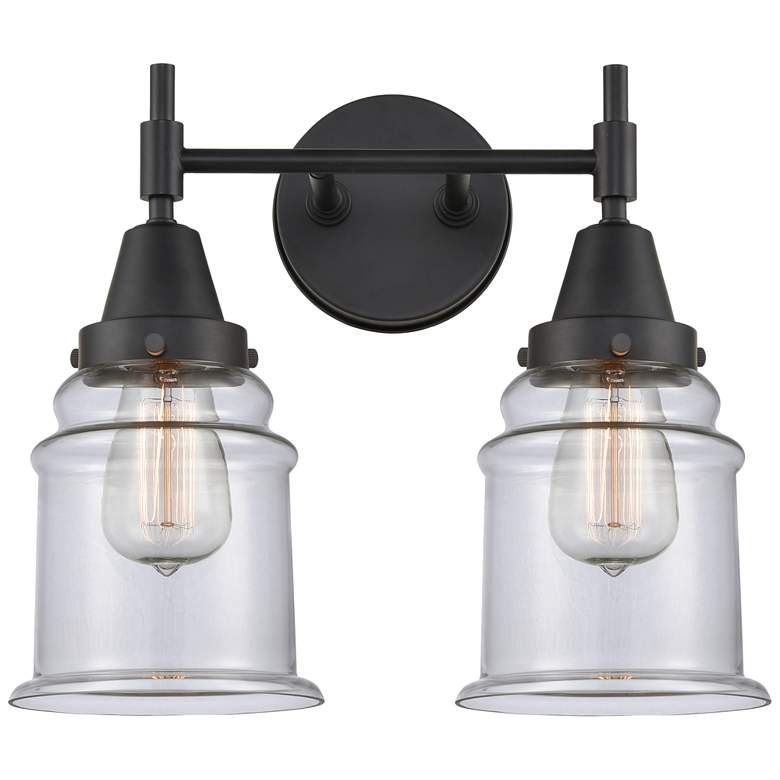 Image 1 Caden Canton 15" Wide 2 Light Matte Black Bath Vanity Light w/ Clear S
