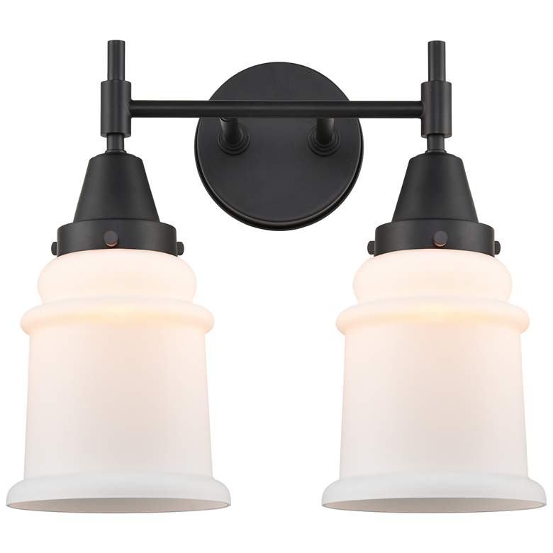 Image 1 Caden Canton 15" Wide 2 Light Matte Black Bath Vanity Light w/ White S