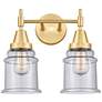 Caden Canton 15" Wide 2 Light Satin Gold Bath Vanity Light w/ Seedy Sh