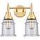 Caden Canton 15" Wide 2 Light Satin Gold Bath Vanity Light w/ Seedy Sh