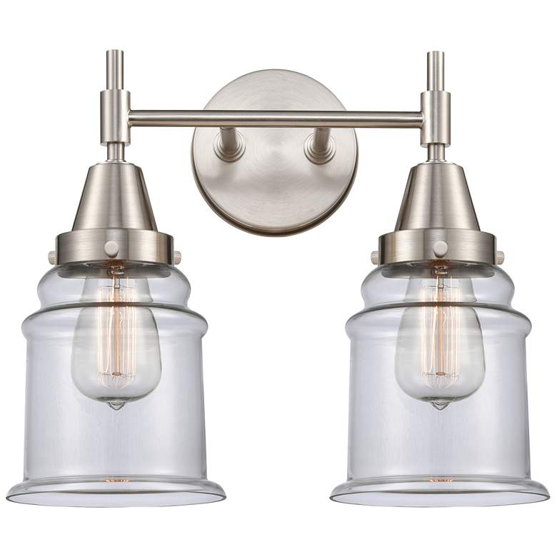 Image 1 Caden Canton 15" Wide 2 Light Satin Nickel Bath Vanity Light w/ Clear