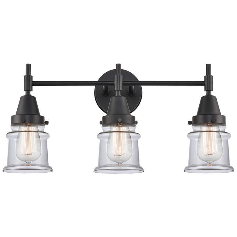 Image 1 Caden Canton 23.25"W 3 Light Matte Black Bath Vanity Light w/ Clear Sh