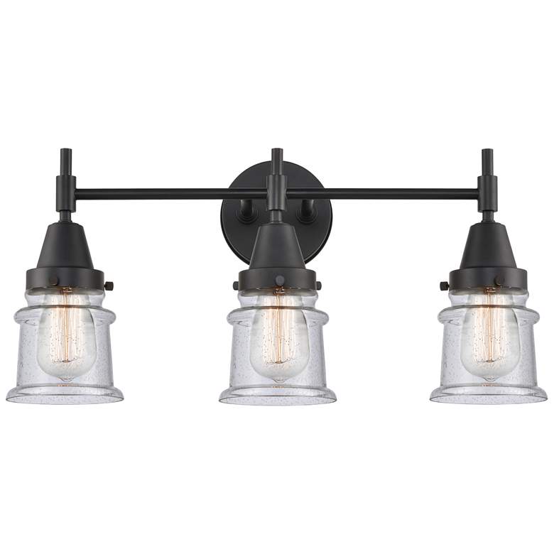 Image 1 Caden Canton 23.25"W 3 Light Matte Black Bath Vanity Light w/ Seedy Sh
