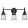 Caden Canton 23.25"W 3 Light Matte Black Bath Vanity Light w/ Seedy Sh