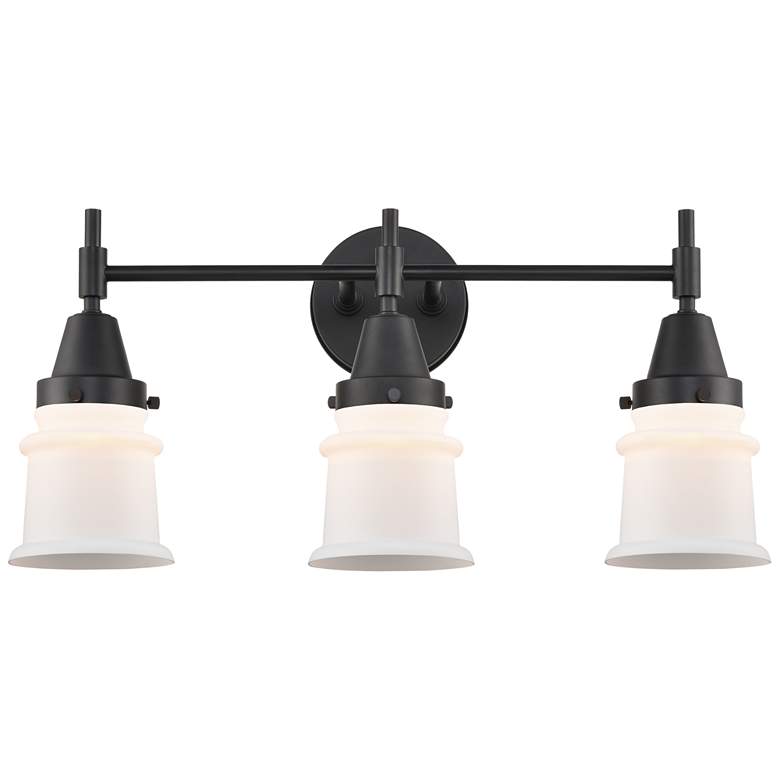 Image 1 Caden Canton 23.25"W 3 Light Matte Black Bath Vanity Light w/ White Sh