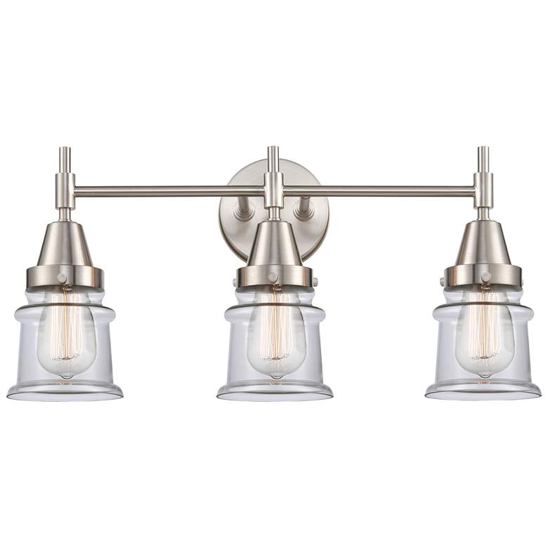 Image 1 Caden Canton 23.25"W 3 Light Satin Nickel Bath Vanity Light w/ Clear S