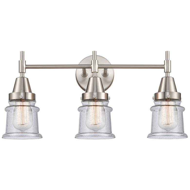 Image 1 Caden Canton 23.25"W 3 Light Satin Nickel Bath Vanity Light w/ Seedy S