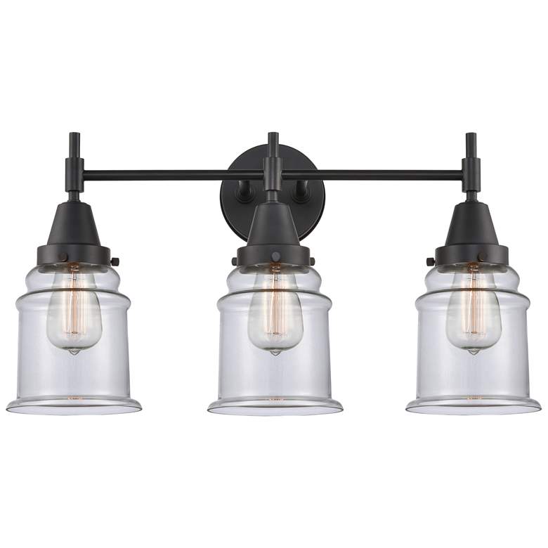 Image 1 Caden Canton 24" Wide 3 Light Matte Black Bath Vanity Light w/ Clear S