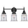 Caden Canton 24" Wide 3 Light Matte Black Bath Vanity Light w/ Clear S