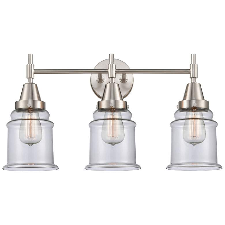 Image 1 Caden Canton 24" Wide 3 Light Satin Nickel Bath Vanity Light w/ Clear