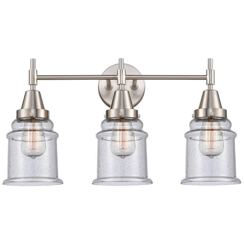 Image 1 Caden Canton 24" Wide 3 Light Satin Nickel Bath Vanity Light w/ Seedy