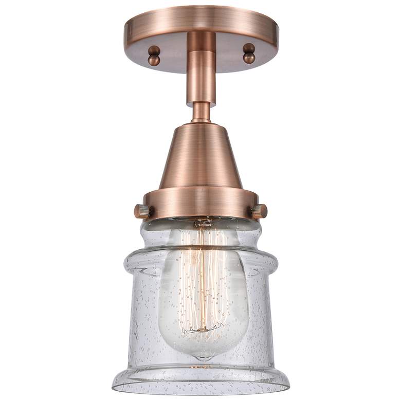 Image 1 Caden Canton 5.25" Wide Antique Copper Flush Mount With Seedy Shade
