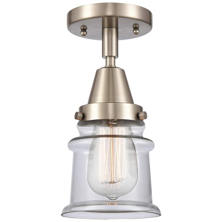 Image 1 Caden Canton 5.25" Wide Brushed Satin Nickel Flush Mount With Clear Sh