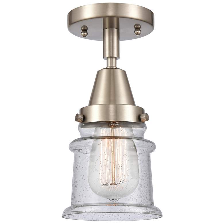 Image 1 Caden Canton 5.25" Wide Brushed Satin Nickel Flush Mount With Seedy Sh