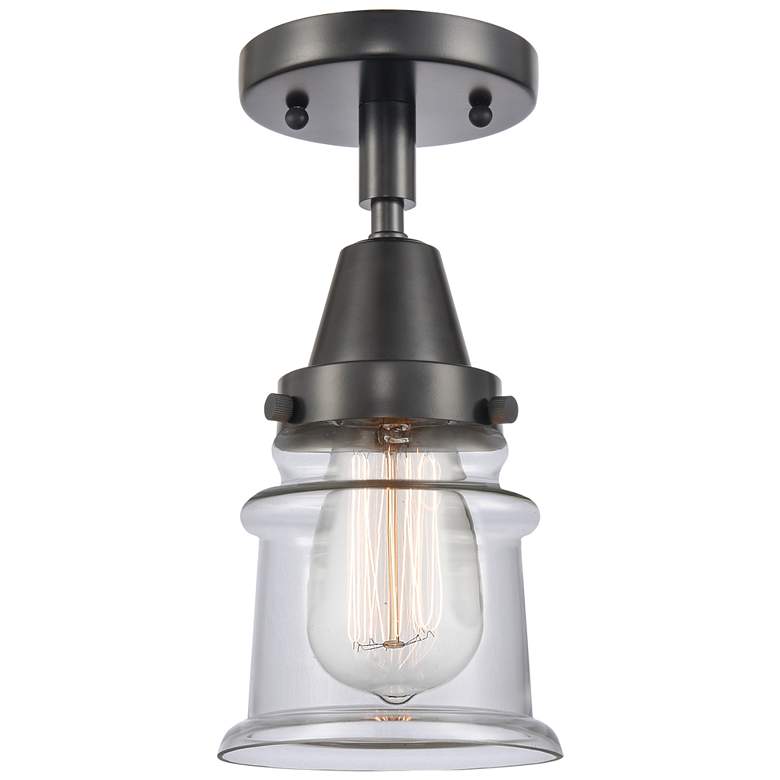 Image 1 Caden Canton 5.25" Wide Matte Black Flush Mount With Clear Shade