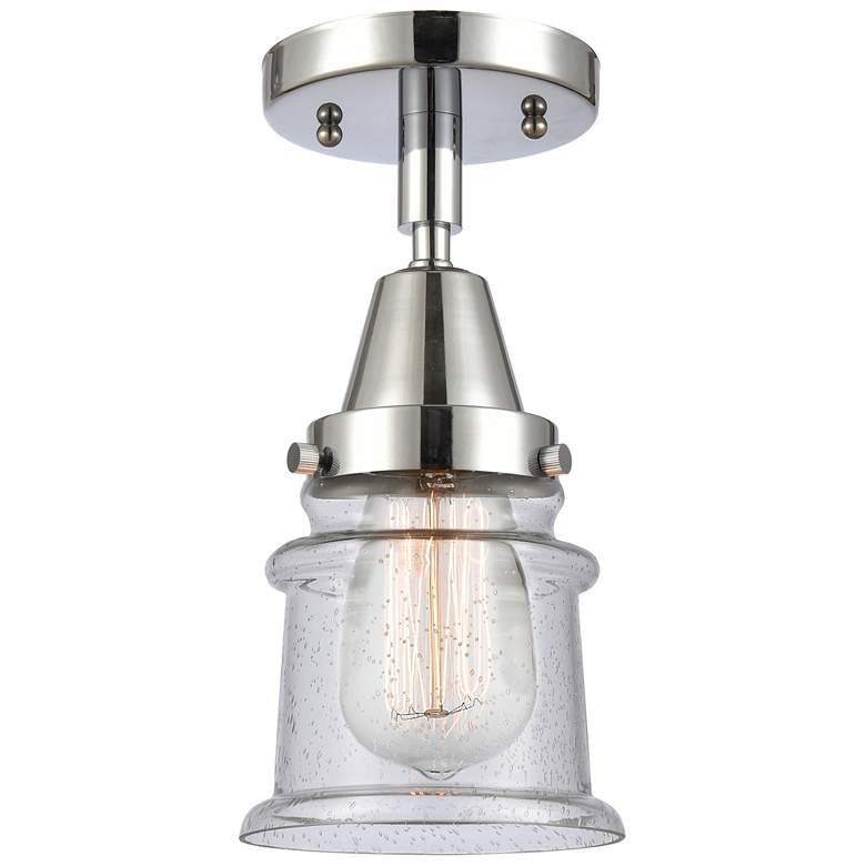 Image 1 Caden Canton 5.25" Wide Polished Chrome Flush Mount With Seedy Shade