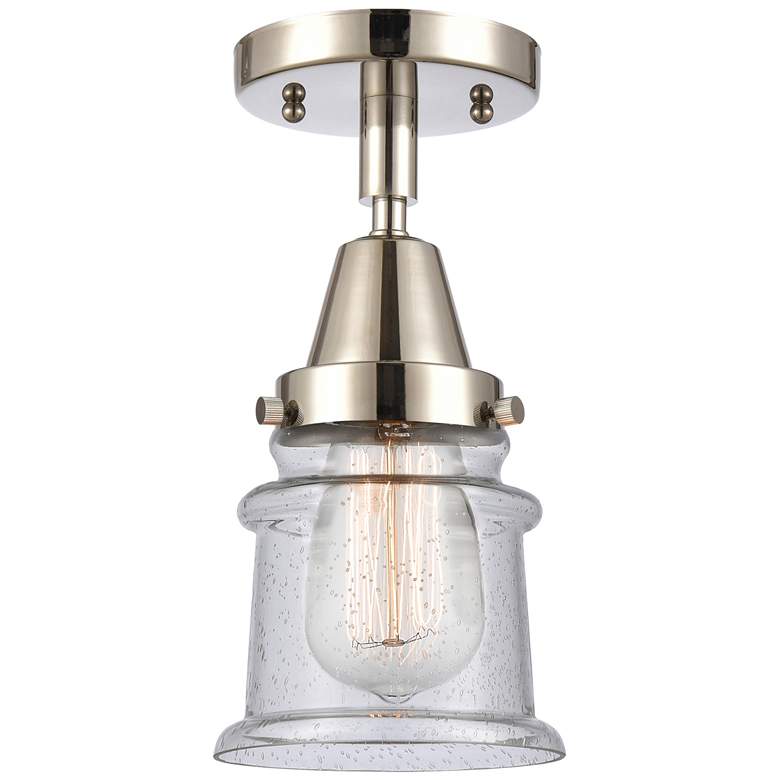 Image 1 Caden Canton 5.25" Wide Polished Nickel Flush Mount With Seedy Shade