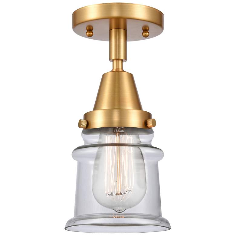 Image 1 Caden Canton 5.25" Wide Satin Gold Flush Mount With Clear Shade