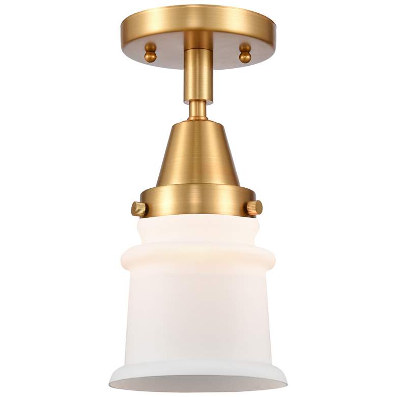 Image 1 Caden Canton 5.25" Wide Satin Gold Flush Mount With Matte White Shade