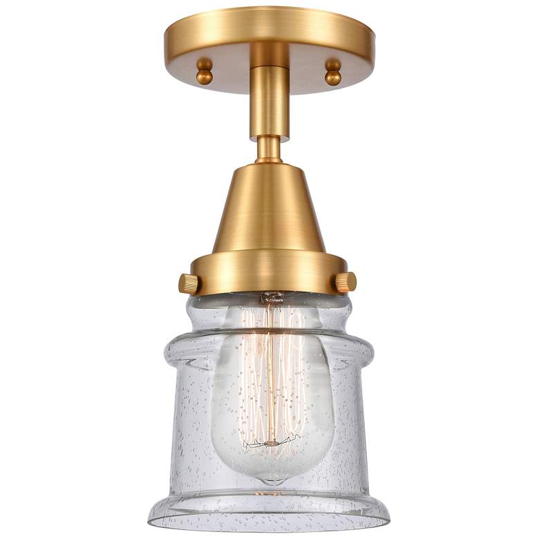 Image 1 Caden Canton 5.25" Wide Satin Gold Flush Mount With Seedy Shade