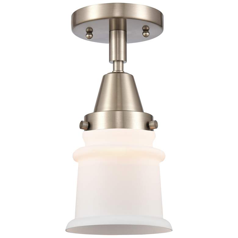 Image 1 Caden Canton 5.25"W Brushed Satin Nickel Flush Mount w/ Matte White Sh