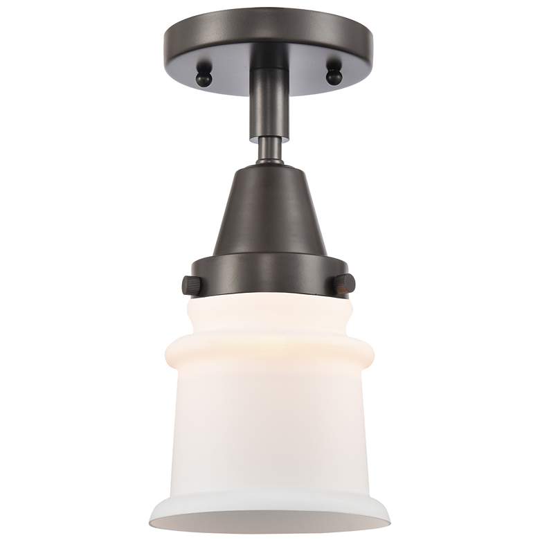 Image 1 Caden Canton 5.25"W Oil Rubbed Bronze Flush Mount w/ Matte White Shade