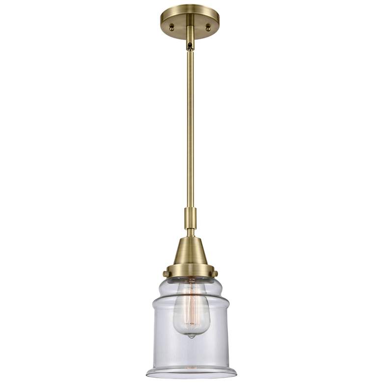 Image 1 Caden Canton 6.5" Wide Antique Brass Stem Hung Mini Pendant w/ Clear S