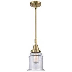 Caden Canton 6.5" Wide Antique Brass Stem Hung Mini Pendant w/ Clear S