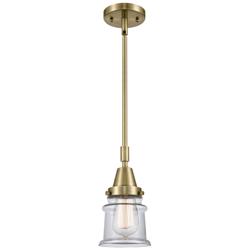 Caden Canton 6.5" Wide Antique Brass Stem Hung Mini Pendant w/ Clear S