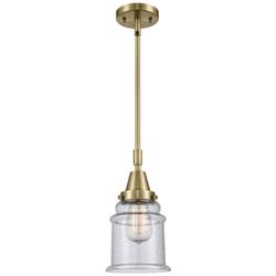 Caden Canton 6.5" Wide Antique Brass Stem Hung Mini Pendant w/ Seedy S