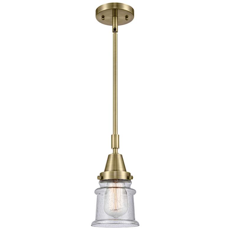Image 1 Caden Canton 6.5" Wide Antique Brass Stem Hung Mini Pendant w/ Seedy S