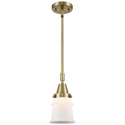 Caden Canton 6.5" Wide Antique Brass Stem Hung Mini Pendant w/ White S